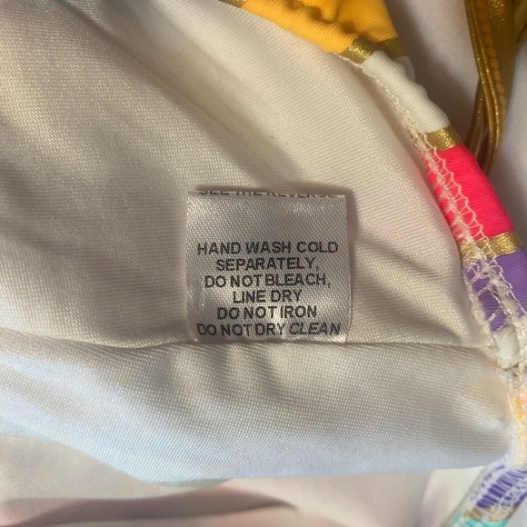 “FEATHER II” Rainbow Stripes & Gold Straps Bathing Suit - Picture 11 of 11